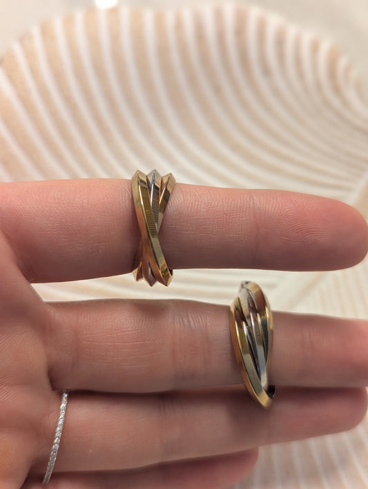 ✨ Edelstahl 316L Dreifarbige Creolen – Gold, Silber & Roségold ✨