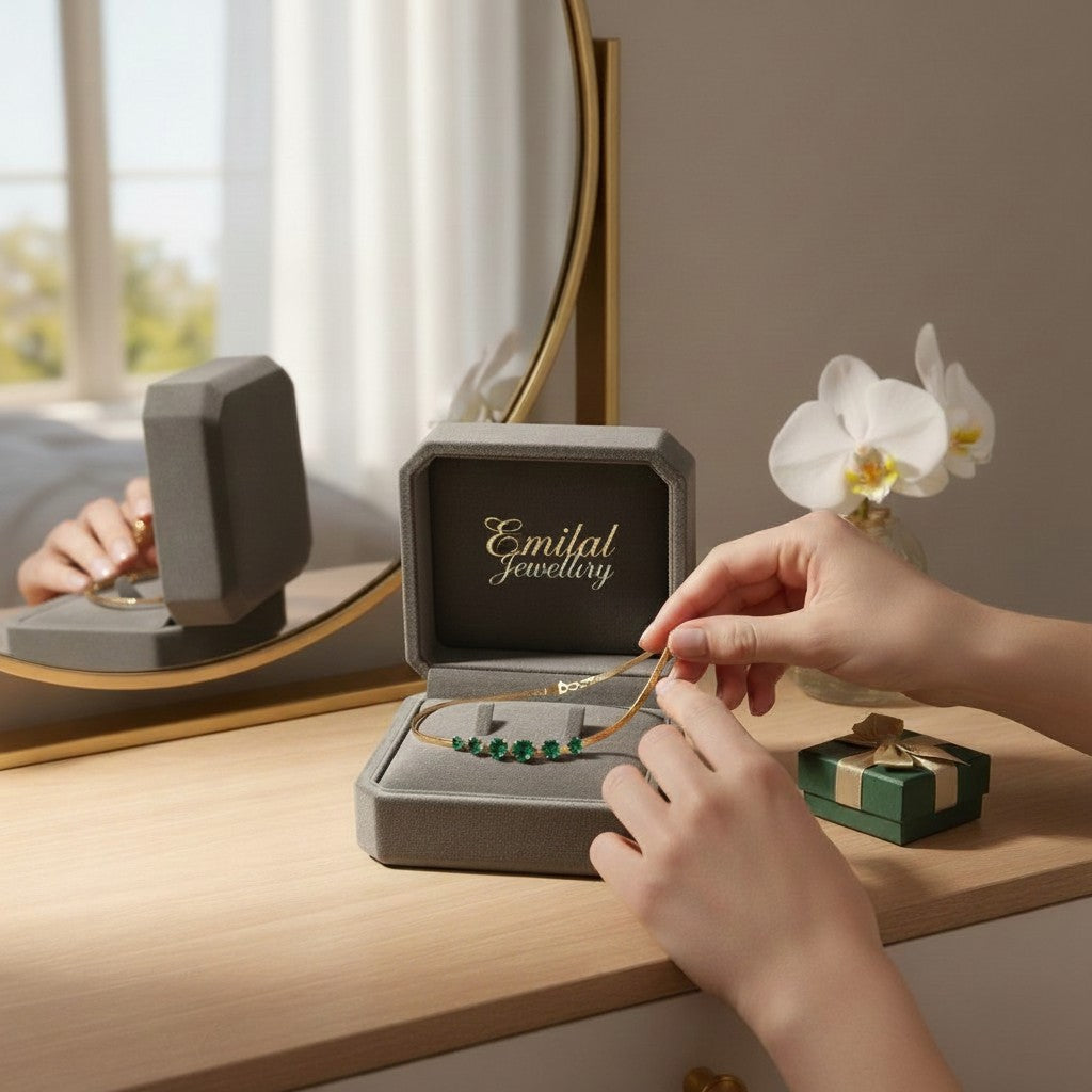 💚 Elegante bracciale con pietre verdi a forma di cuore 💚