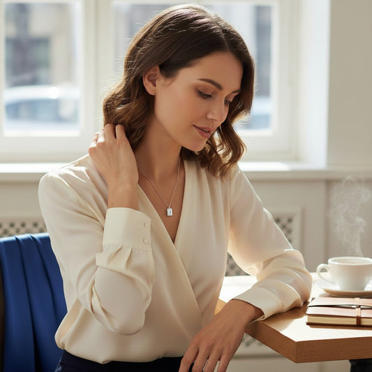 Silberfarbene Edelstahlkette mit weißem quadratischem Anhänger – Elegante Halskette