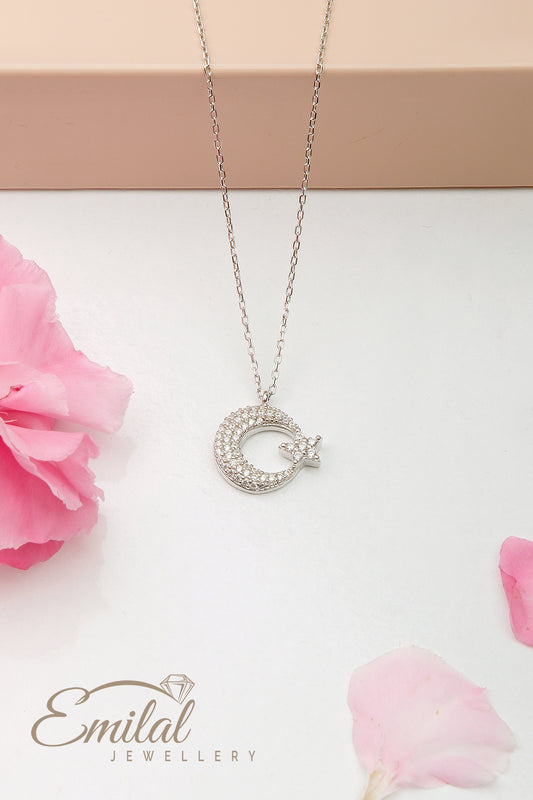 🌙✨ Elegante Mond-Halskette aus 925er Silber ✨🌙