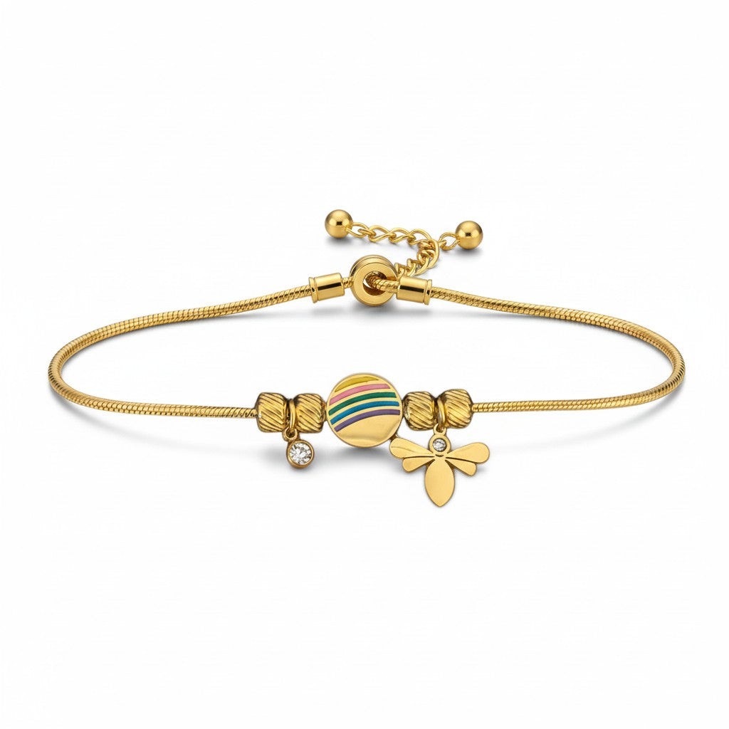 Charmantes Armband mit Bienen- und Regenbogen-Details