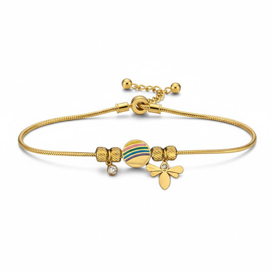 🌈 Braccialetto affascinante con dettagli a forma di ape e arcobaleno 🐝✨