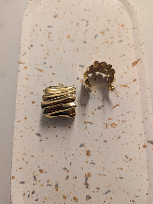 ✨ Edelstahl 316L Gold Ohrringe – Elegante Wellenform ✨